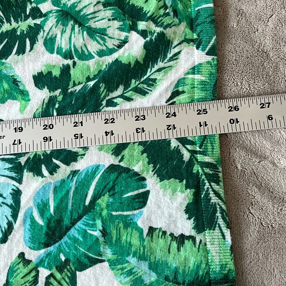 Talbots Isle Fronds V-neck Print Cotton Sweater 3/4 Sleeve Green Tropical 3X - Picture 14 of 15